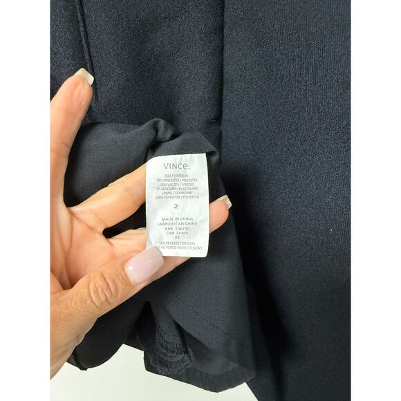 Vince Inverted Pleat V-Neck Mini Dress with Pockets Black Women's Size US 2 - Picture 5 of 5